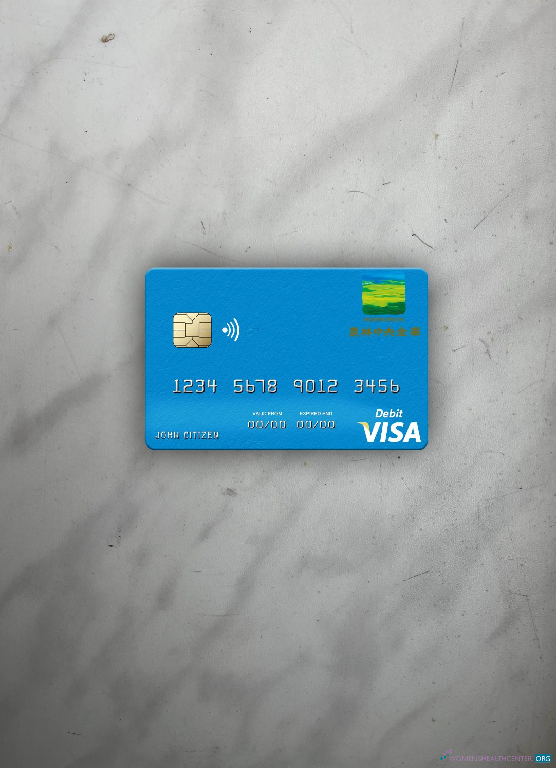 Download Japan Norinchukin Bank visa debit card photolook front Photoshop template